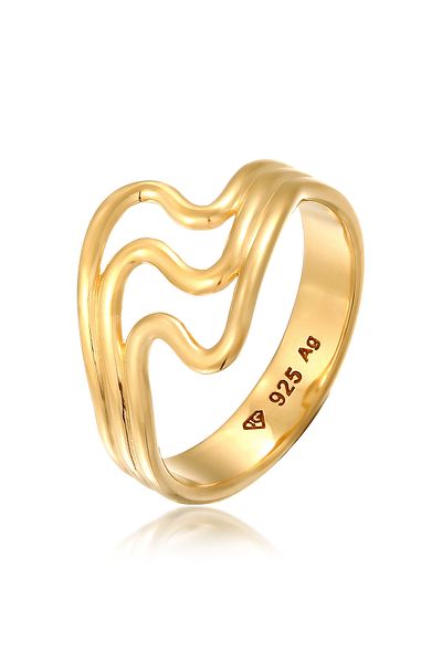 ELLI Ring Ring Without Stones Women Waves 925 Sterling Silver Summer / Beach