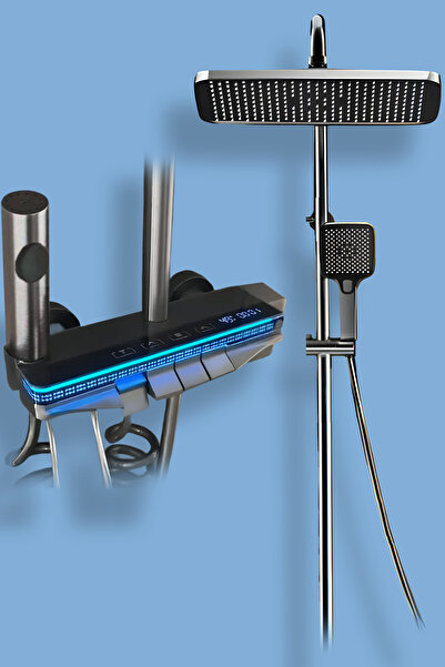 OXYAQUA Dijital Led Göstergeli Piyano Akıllı Lüks Duş Seti Şelale Ve Yağmur Tepe Duş Seti - Prstg