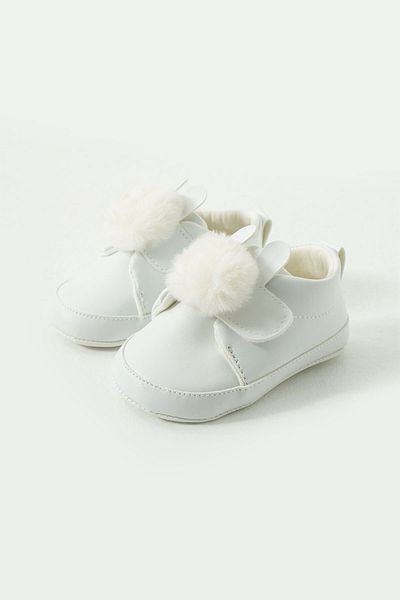 yummy kids Non-Slip Sole Ear Pompom Detailed Velcro Comfortable Baby Girl First Step Booties