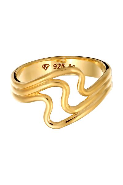 ELLI Ring Ring Without Stones Women Waves 925 Sterling Silver Summer / Beach