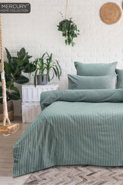 Mercury Zelená sada dvojitých povlaků na přikrývku - Bavlna a prostěradlo