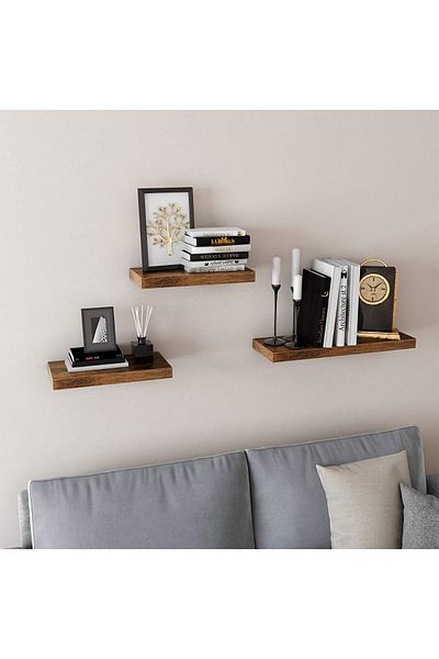 Mahmayi Vasagle Lws24bx Floating Wall Shelf For Photos, Decorations - Rustic Brown