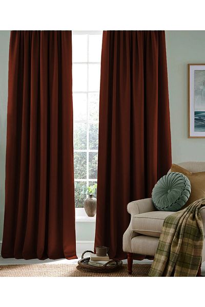 NS Ehli Tacir Burgundy Blackout Light-Blocking Thermal Darkening Curtain (Width x Length)