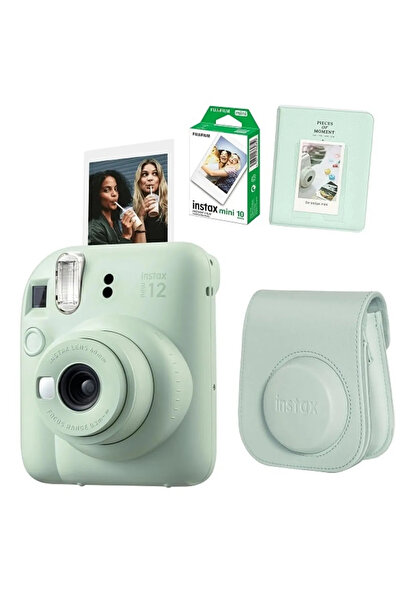 Fujifilm Instax Mini 12 Yeşil Fotoğraf Makinesi 10lu Film Ve Pvc Albümlü Çantalı Set 2-fotsı00197-fb-set2