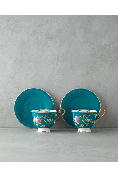 English Home Vanilla New Bone China 4 Parça 2 Kişilik Fincan Takımı Turkuaz