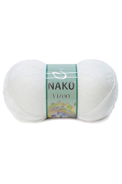 NAKO 5 τεμάχια Mink Premium Λευκό Ακρυλικό Πλεκτό Χειροποίητο - Μαλλί Κλωστή Χρώμα Νο:208