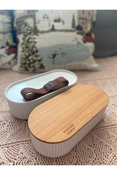 Madame Coco Magou 1000 ml Ahşap Kapaklı Saklama Kabı 2'li