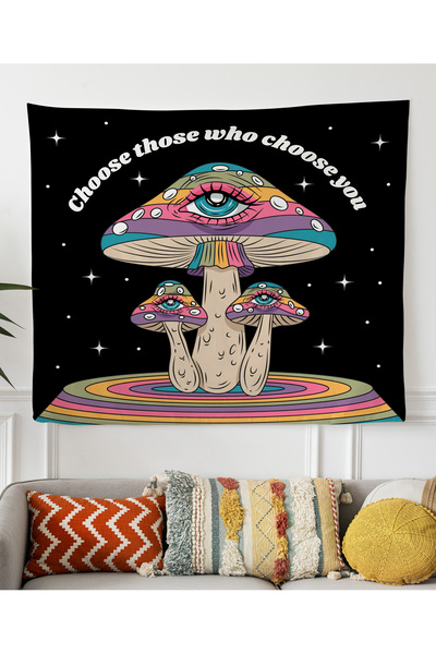 ALAMODECOR Κάλυμμα τοίχου με σχέδιο μαύρου μανιταριού