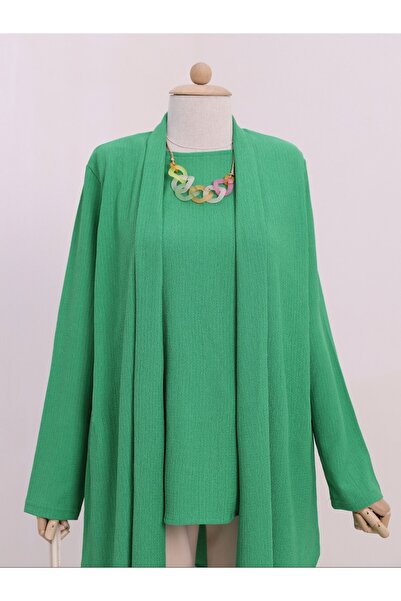 Modamorfo Πράσινο ασύμμετρο κολιέ με γιακά σάλι, τσαλακωμένο χιτώνα