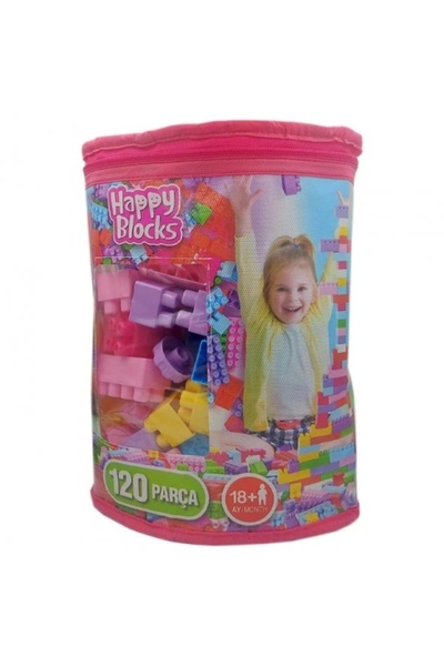 Happy Blocks مجموعة مكعبات بألوان الباستيل مع حقيبة - 120 قطعة HP122