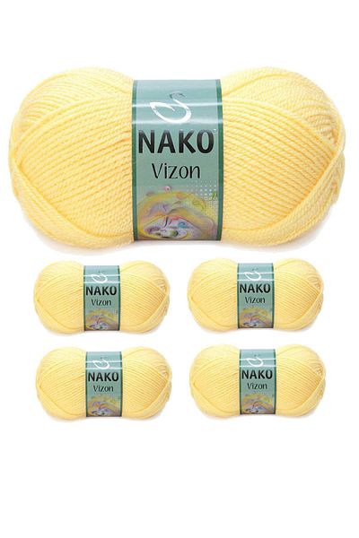 NAKO 5 Pieces Mink Premium Straw Yellow Acrylic Hand Knitting - Thread Wool Color No:215