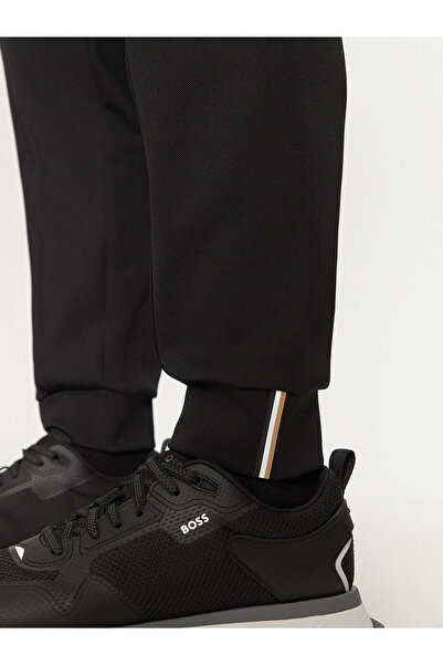 BOSS Erkek Normal Kesim Pileli Pamuklu Lastikli Dar Paça Siyah Eşofman Altı 50530724-001