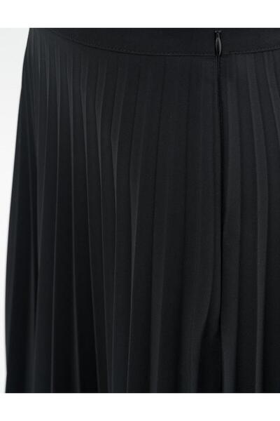 Kayra Fermuarlı Piliseli Etek Siyah