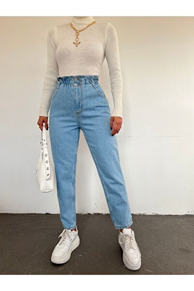 Modamorfo Blugi cu talie înaltă cu talie elastică