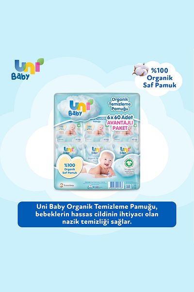 Uni Baby Bebek Temizleme Pamuğu 6*60