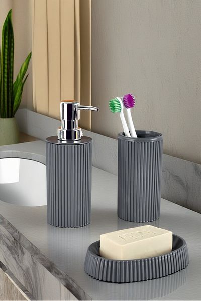 Homie Round Sink Set Line 3 - Liquid Soap Dispenser and Solid Soap Dispenser Toothbrush