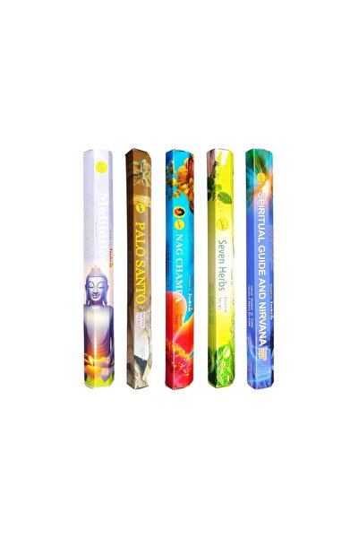 sree vani Ruhsal Arınma Seti 100 Adet Tütsü 5li Set 7 Herbs-Nag Champa-Palo S...