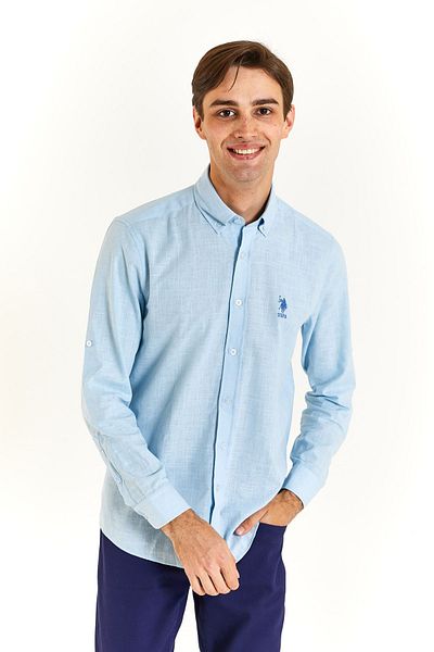 U.S. Polo Assn. Cămașă albastru deschis pentru bărbați - 1831417   Lucan