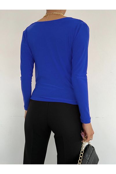 Modamorfo Saks Farbe Drapierte Sendy Bluse