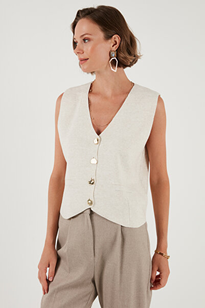 Lela Стандартний фіт V-подібний комір на ґудзиках Трикотажний жилет Жилет 4616177