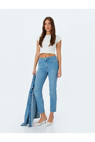 Koton Regular Waist Slim Fit Straight Leg Pocket Buttons Jeans - Slim Straight Fit Jeans