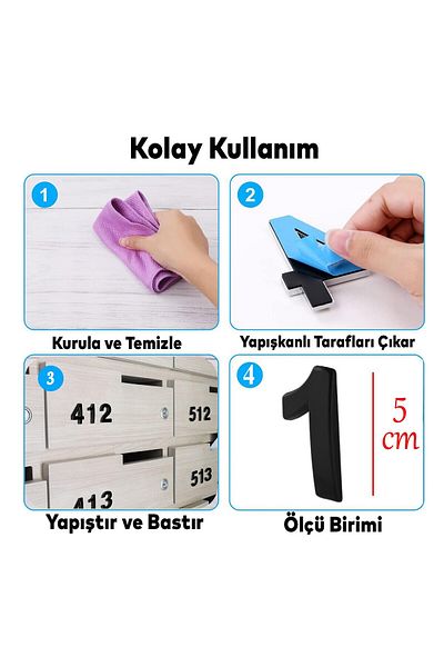 Badem10 Negru Culoare 50mm Dimensiune mică Ușă adezivă Număr - 1 Număr Număr