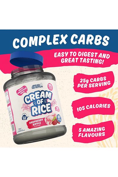 applied nutrition Cream Of Rice, Raspberry Ripple, 2 Kg | High Carbohydrate | Source Of Energy For Breakfast & Snacks