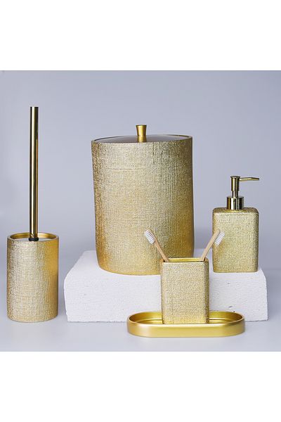 Selim Linen Bathroom Set Gold