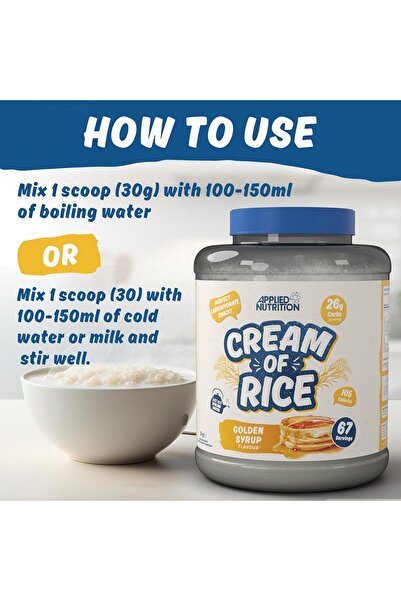 applied nutrition Cream Of Rice, Golden Syrup, 2 Kg | High Carbohydrate | Source Of Energy For Breakfast & Snacks