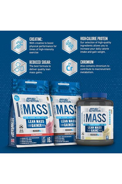 applied nutrition Critical Mass Lean Mass Gainz, Vanilla, 6kg - 40 Servings, Weight Gain Protein Powder, Lean Mass