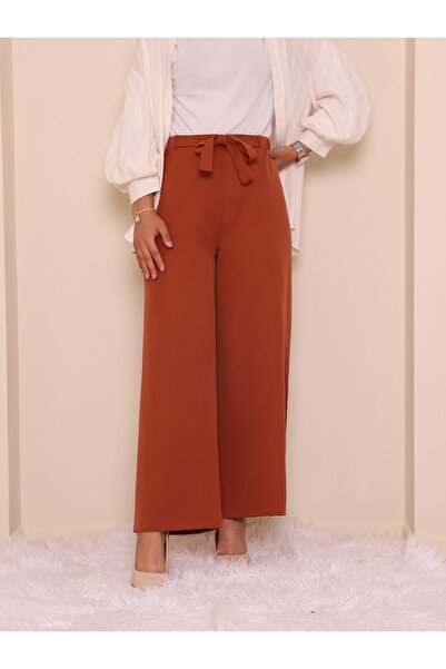 Modamorfo Dvojité široké šněrovací kalhoty v cihlové barvě