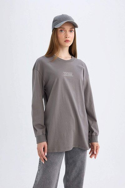 DeFacto Dfc - Printed Regular Fit Long Sleeve T-Shirt Tunic
