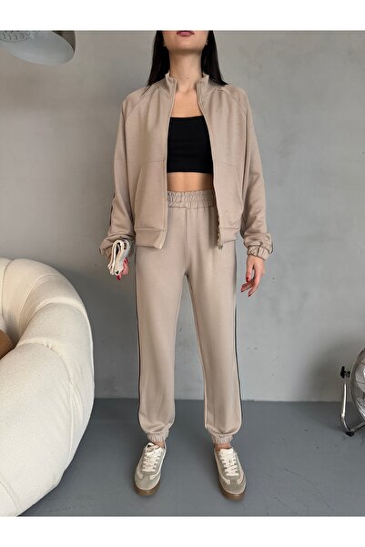 alanora Γυναικείο κοστούμι αθλητικής φόρμας με ριγέ φερμουάρ