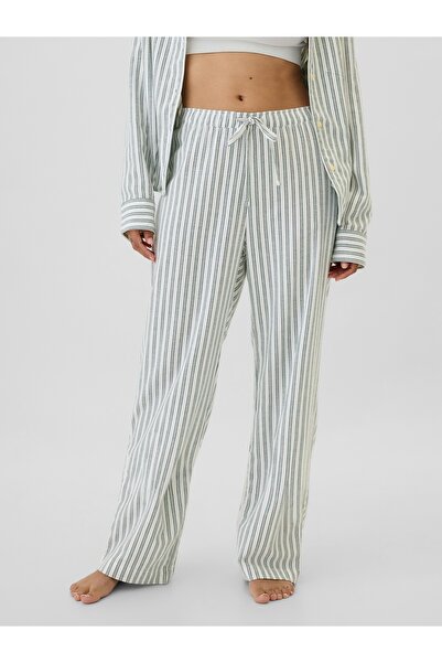 GAP Kadın Mavi Desenli Flannel Pijama Altı