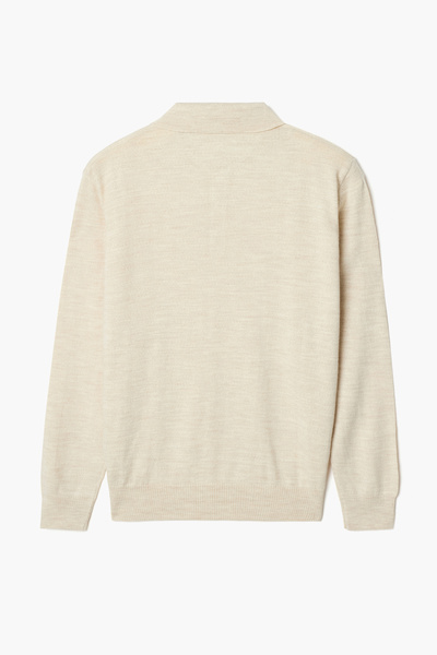 hateko Men's 50% Wool Ecru Polo Neck Sweater