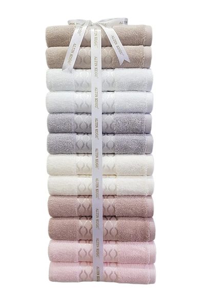Özdilek Elissa 12 Pieces Beige-Grey-Stone-Powder-White-Cream Towel