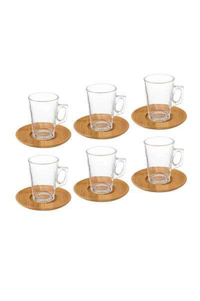 Dania Clear Glass Tea Set with Bamboo Saucers
