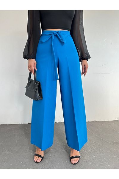 Modamorfo Double Wide Leg Trousers with Lace Waist