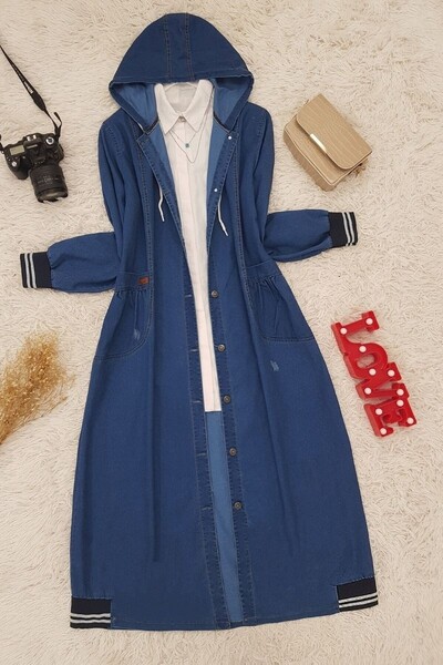 Modamorfo Modrá džínová čepice - Sukně s gumovým detailem