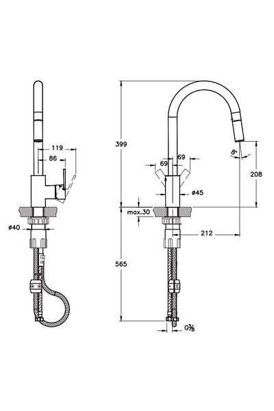 Artema Maestro Standard Pull-down Sink Faucet - A42162