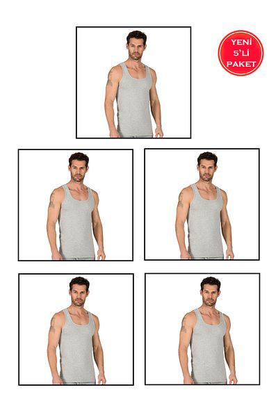 ÖZKAN underwear Özkan 11407 - Men's 5-Pack 100% Cotton, Flexible and Comfortable Thick Sling Undershirt
