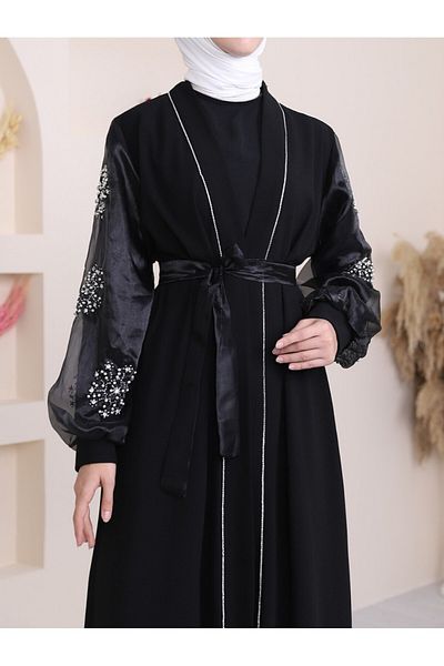 Modamorfo Hijab Abaya με λεπτομέρεια από Pearl Stone στα μπράτσα
