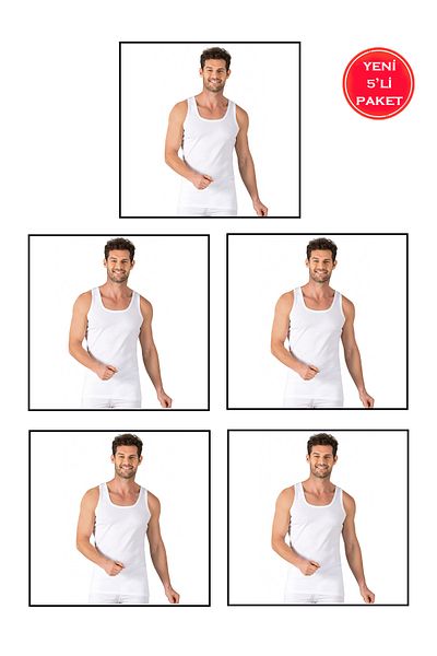 ÖZKAN underwear Men's Rib Knitted Undershirt - Pack of 5, 100% Cotton, Stretchy and Comfortable Thick Sling