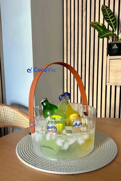 CocoVia Çok Amaçlı Şeffaf Plastik Sepet | Meyve Sepeti Büyük Kapasiteli Buz Kovası/alkol Kovası/ Sunumluk