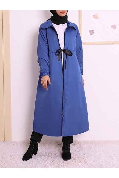 Modamorfo Tunnel-Trenchcoat mit hohem Kragen und Schnürung