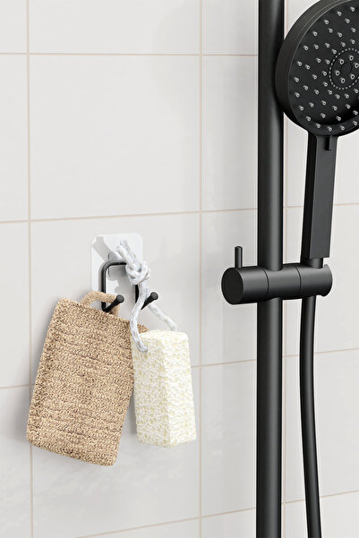 zabata Yapışkanlı 2 Adet Çift Kancalı Banyo Mutfak Askısı Metal Askılık Duvar Askı Organizer