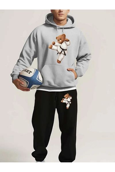 DAXİS Sportwear Company ΑΝΔΡΙΚΟ Σετ φούτερ και φούτερ με στάμπα Taekwondo Bear με κουκούλα