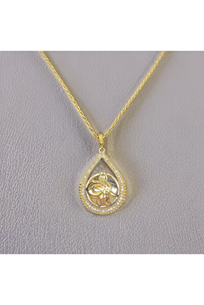 FM Parlak Taşlı Osmanlı Tura Model Altın Renk Uzun Zincir Bijuteri Kadın Koly...