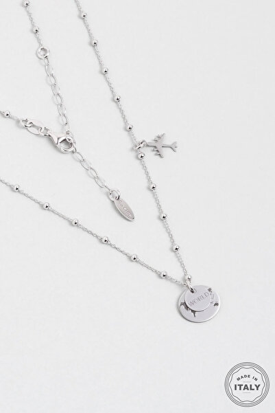 So CHIC... Manifest 18 Ayar Beyaz Altın Kaplama 55 Cm Gümüş Kolye