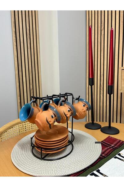 CocoVia Dekoratif Şık 6'lı Tabaklı Fincan Askı- Kahve Fincan Askı-Fincan Askılığı -Kupa Askısı-Fincanlık